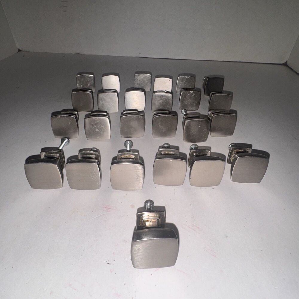 Lot 25 Satin Nickel Square Cabinet Drawer Knobs Modern Kitchen Pull Handles